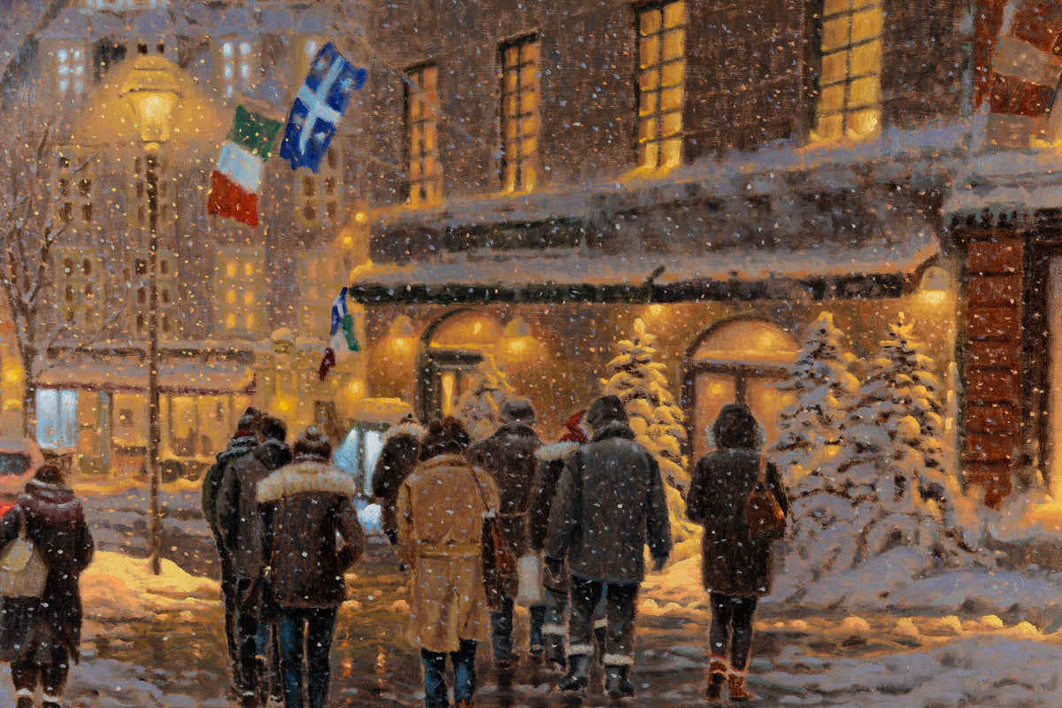 Richard Savoie, "Petite Italie, Montreal QC," detail 1, oil on canvas