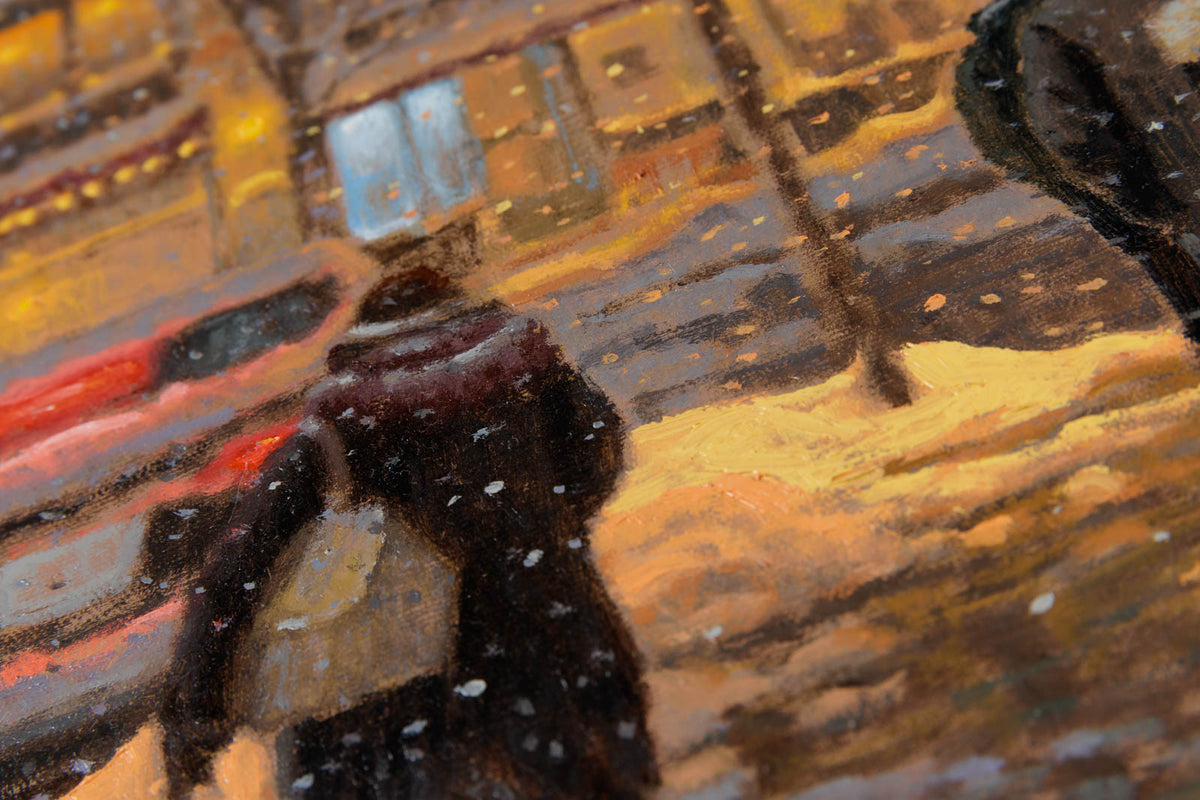 Richard Savoie, "Petite Italie, Montreal QC," detail 3, oil on canvas