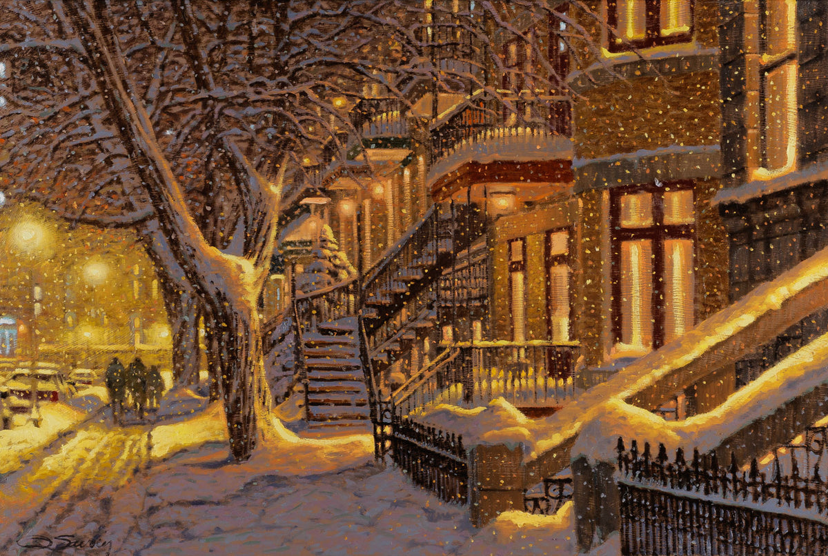 Richard Savoie, "Little Italy," oil on canvas, 20 x 30 in, traditional cityscape painting, framed