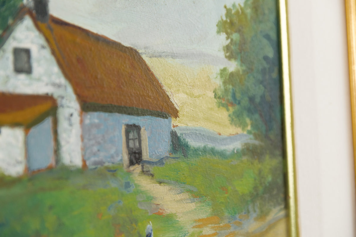 Rene Richard, "House By The River," detail view, oil on panel