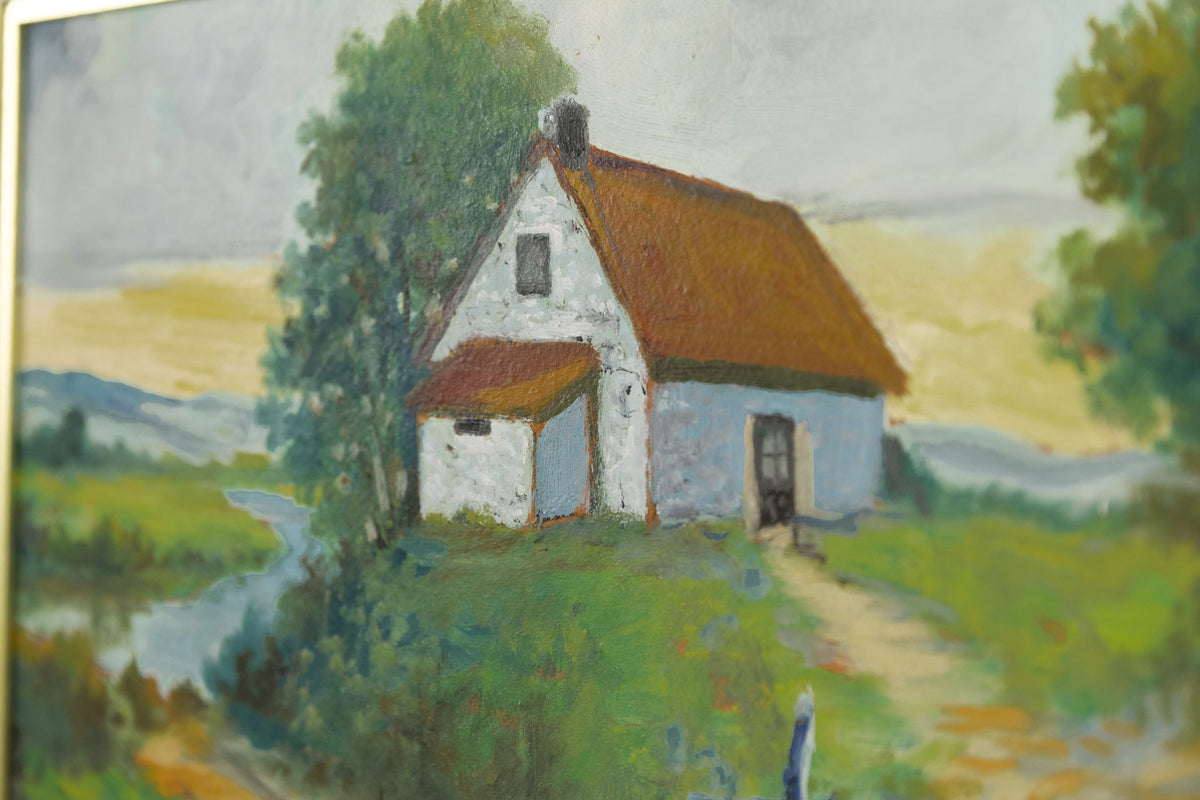 Rene Richard, "House By The River," detail view, oil on panel