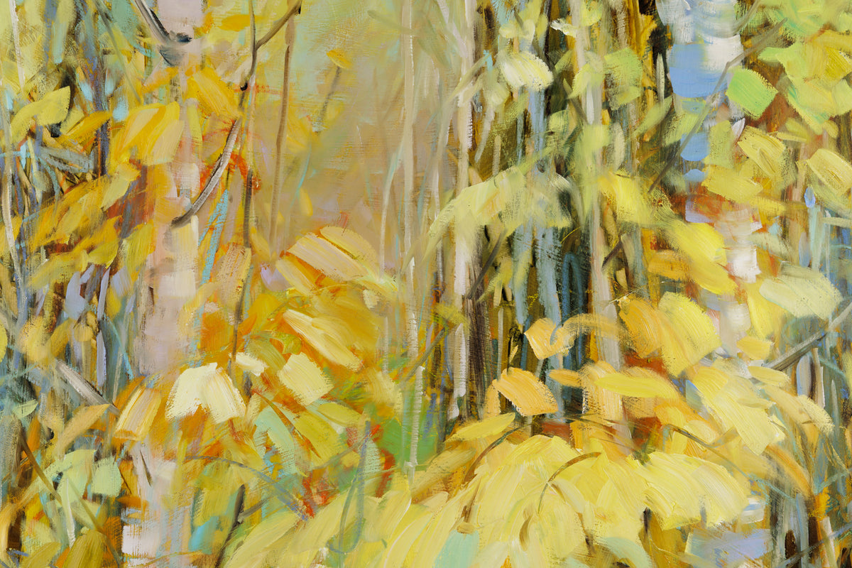 Sheila Davis, "Spring Fever," detail 1, oil on panel