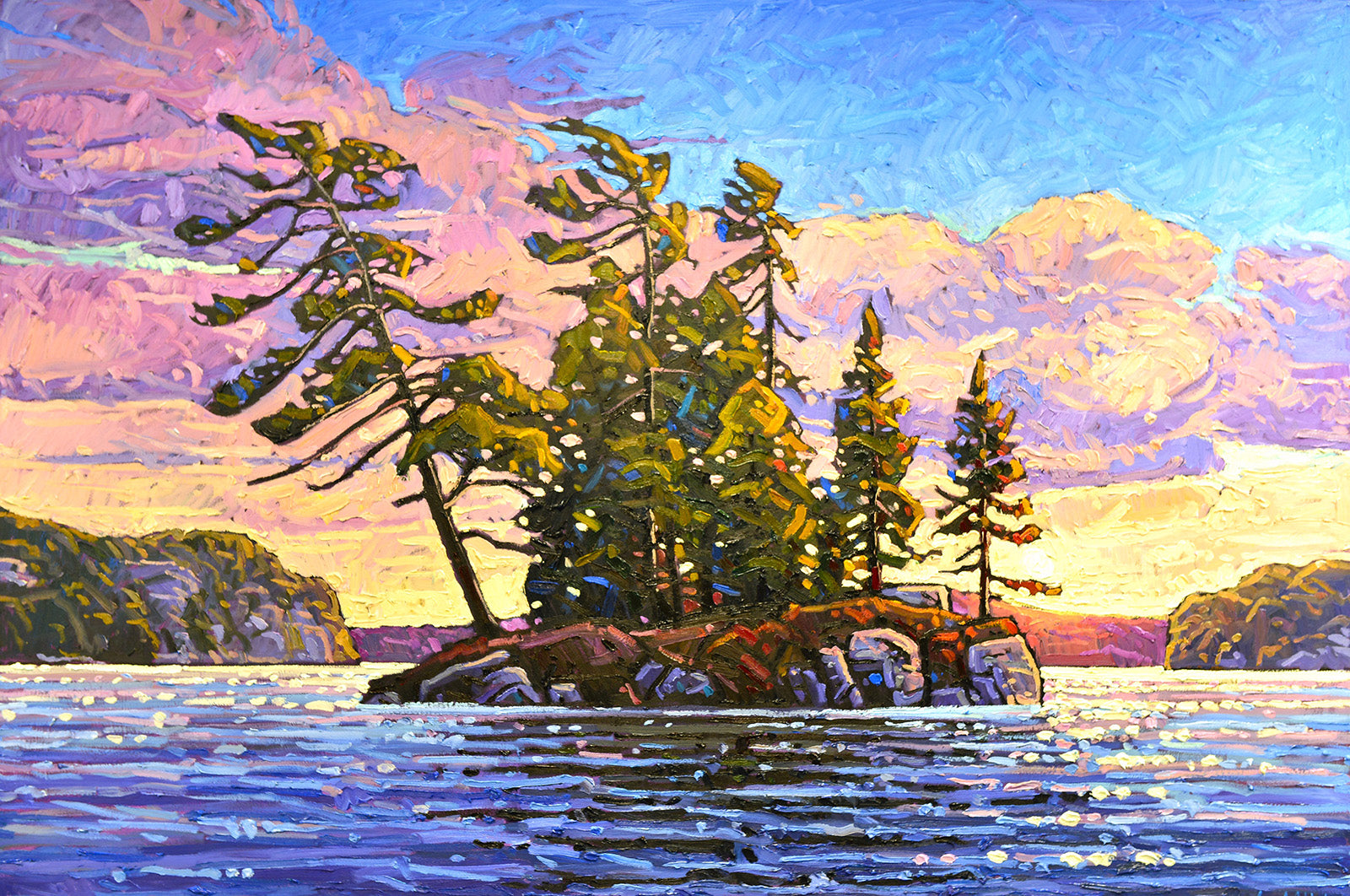 Landscape “Brilliant Reflections On Georgian Bay” by Ryan Sobkovich – oil on canvas.