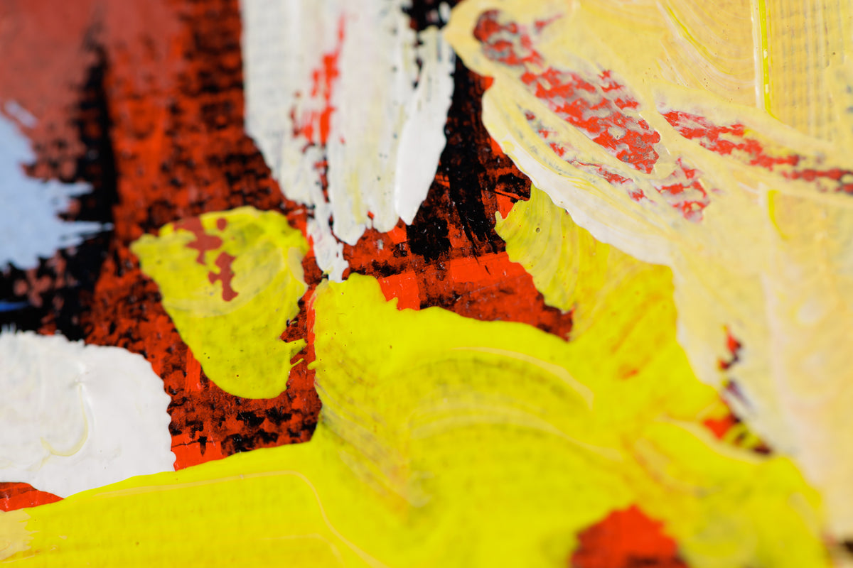 Sacha Barrette, "Ruelle A L'Escalier Brun," detail view, acrylic on canvas
