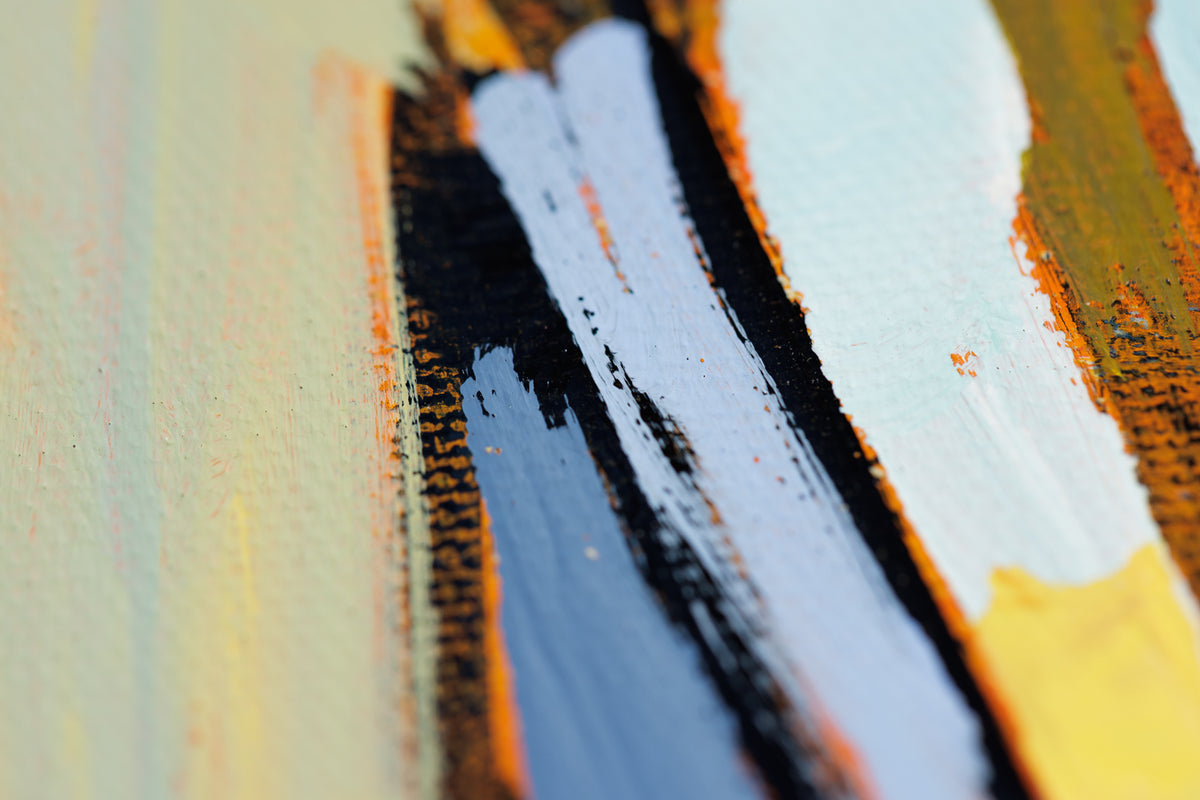 Sacha Barrette, "Ruelle A L'Escalier Brun," detail view, acrylic on canvas