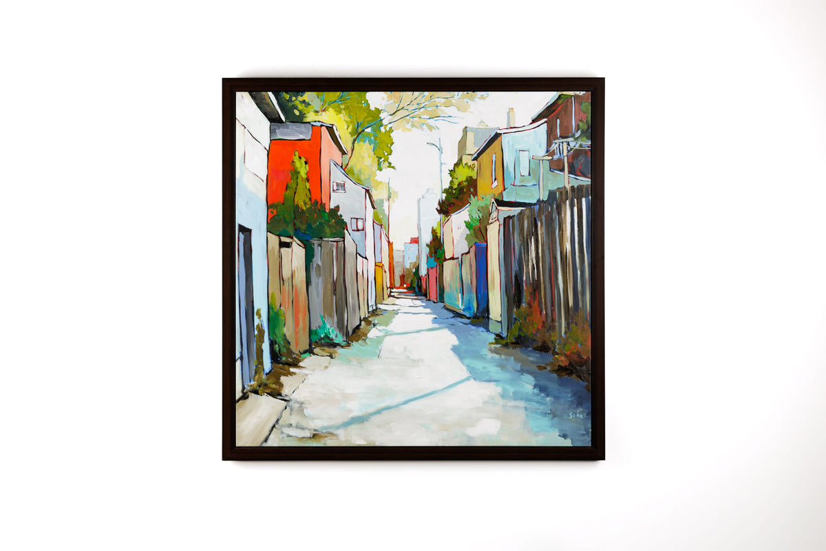 Sacha Barrette, "Ruelle Cloture Noire," detail view, acrylic on canvas
