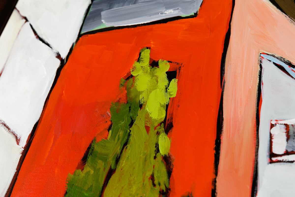 Sacha Barrette, "Ruelle Cloture Noire," detail view, acrylic on canvas