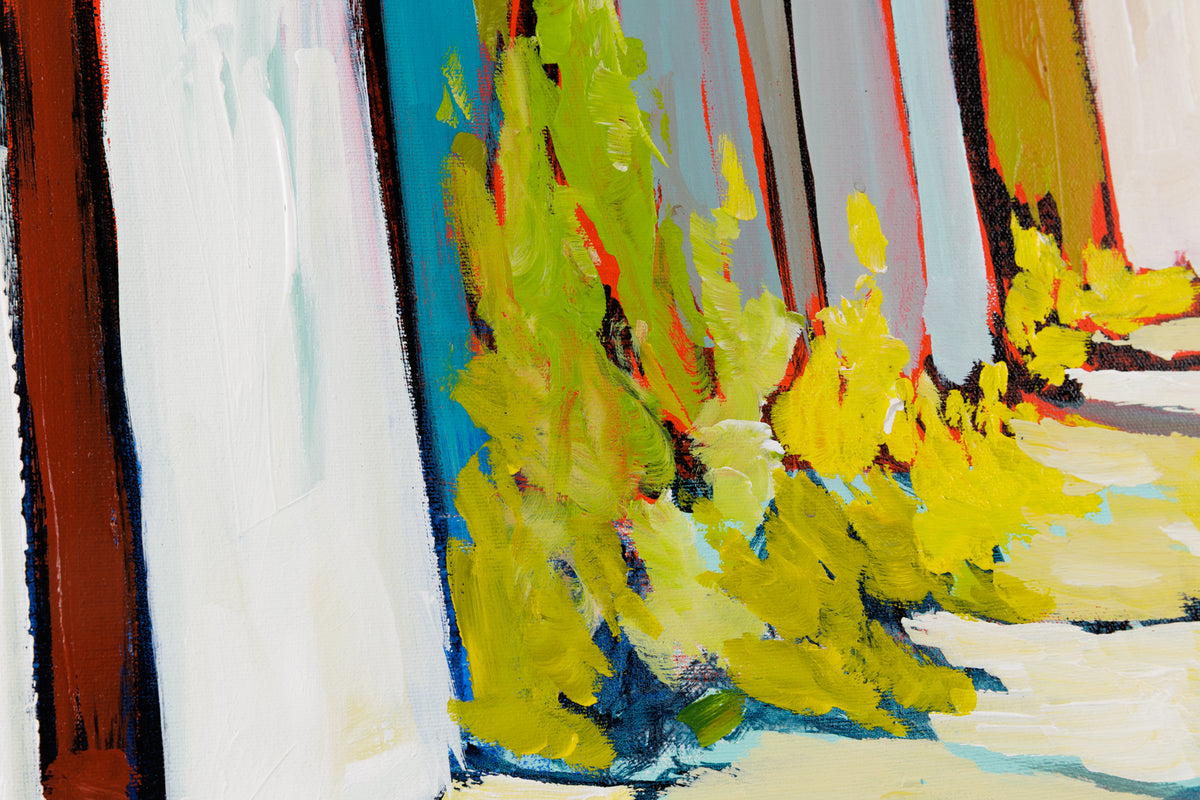 Sacha Barrette, "Happy Morning Alley," detail view, acrylic on canvas