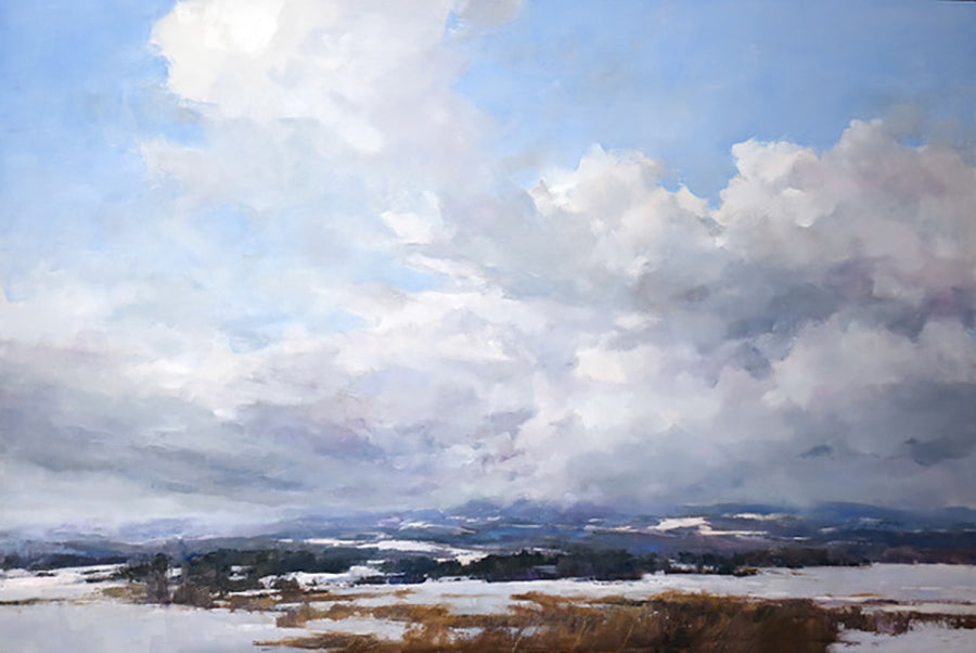 Landscape “Low Cloud” by Deborah Tilby – oil on panel.