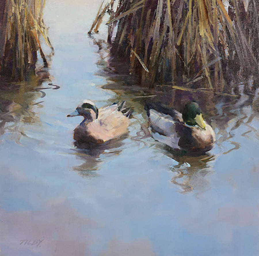 Birds “Two Ducks II” by Deborah Tilby – oil on canvas.