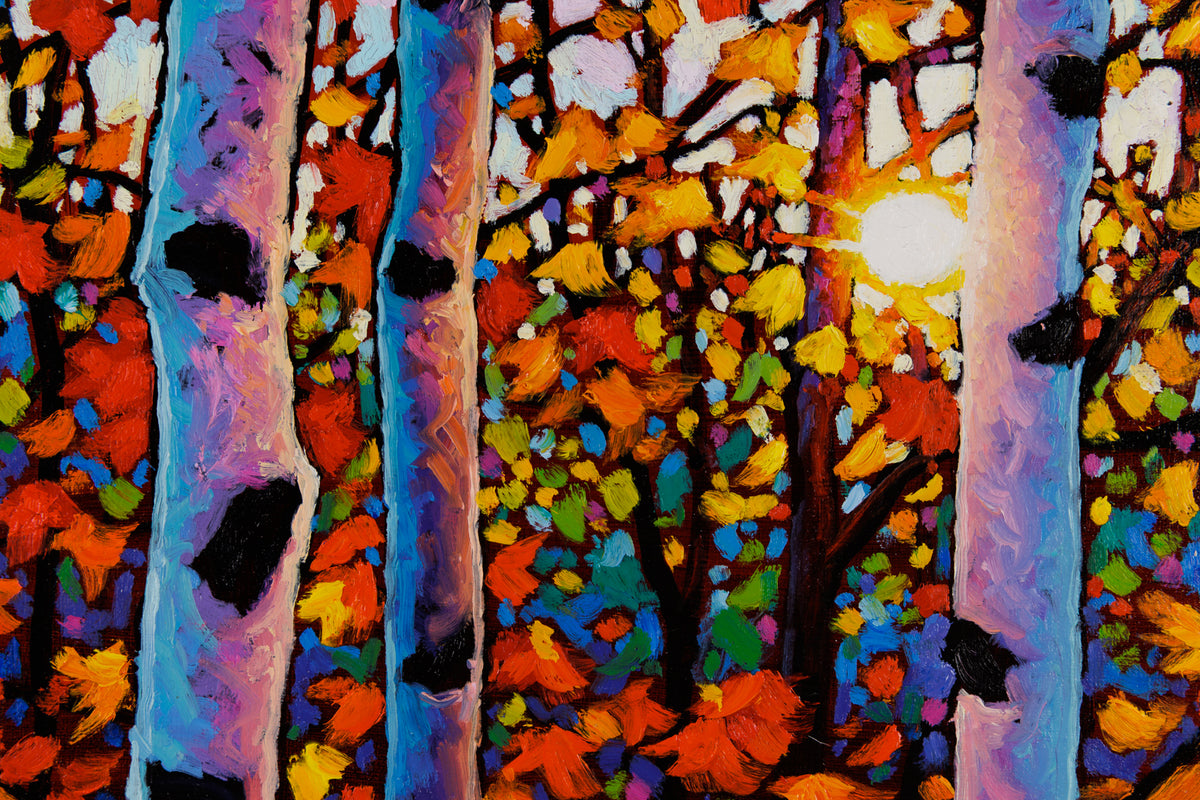 Tim Packer, "Autumn Cloudburst," detail view, oil on canvas
