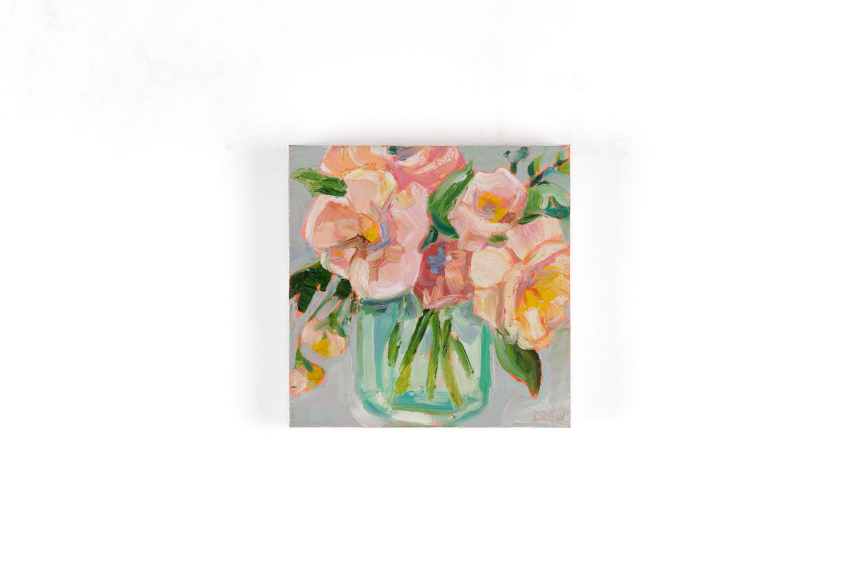 Vanessa Drew, "Blush," full view, oil on canvas, 10 x 10 in