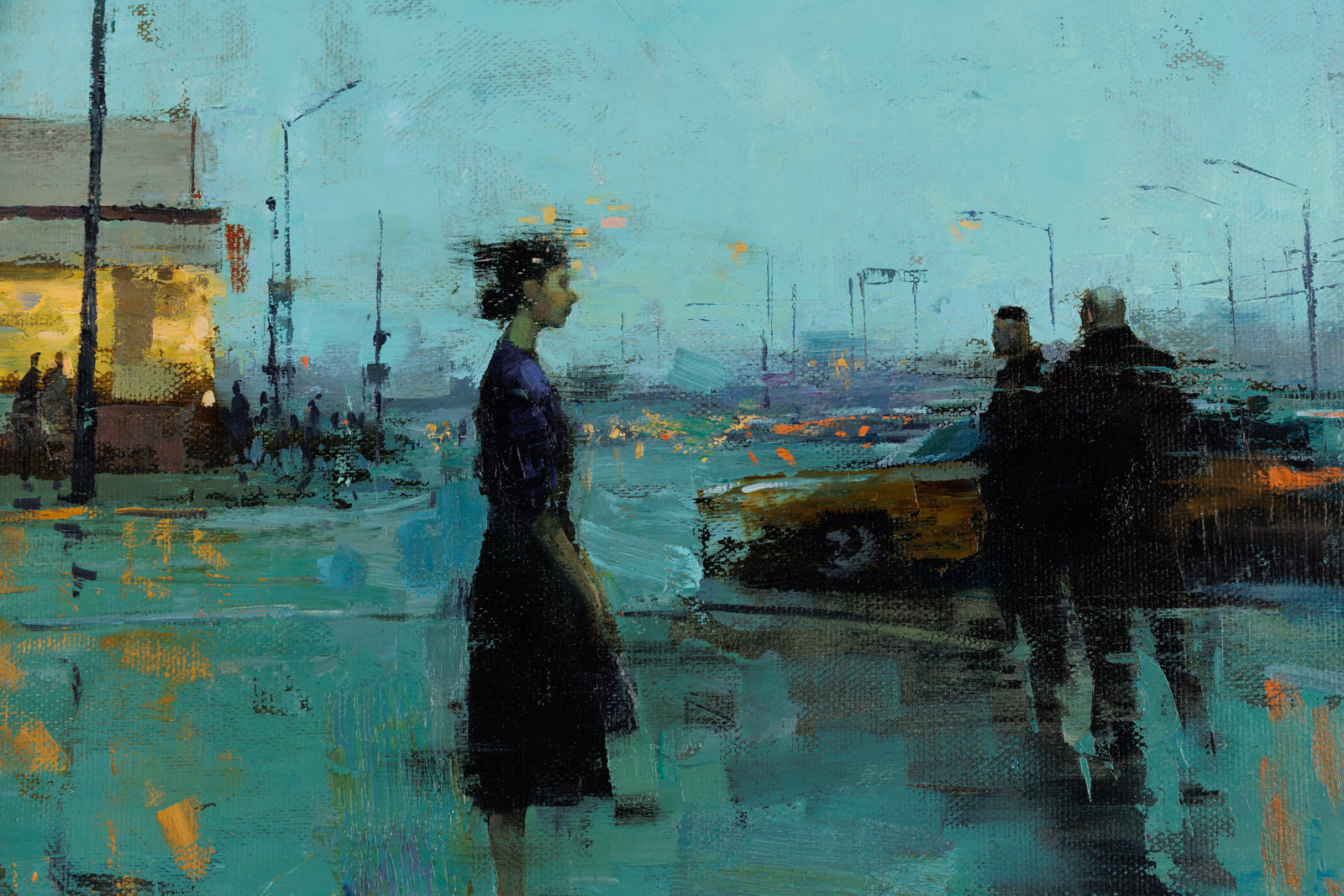 Vitaly Gunaza, "Why Are You Here?," detail view, oil on mounted linen