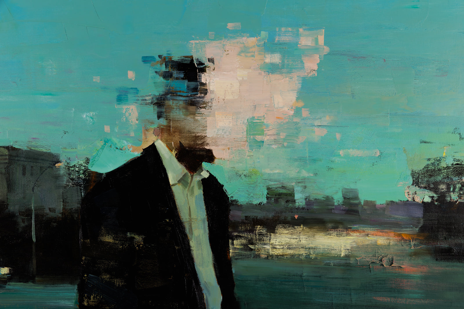 Vitaly Gunaza, "Loading," detail view, oil on canvas