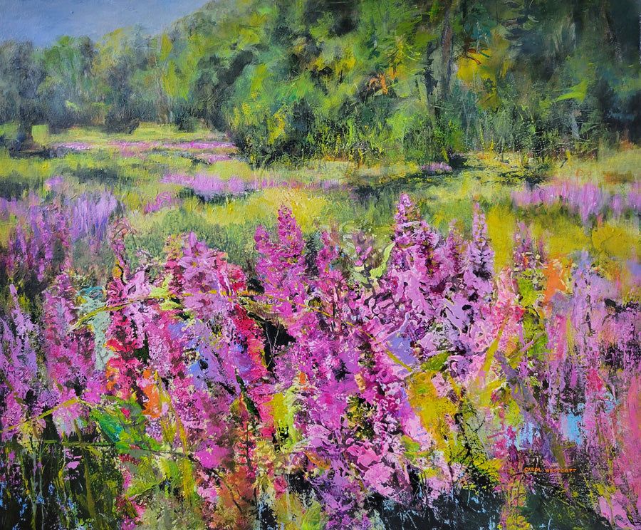 Landscape “Wetlands Conversation” by Carol Westcott – acrylic on canvas.