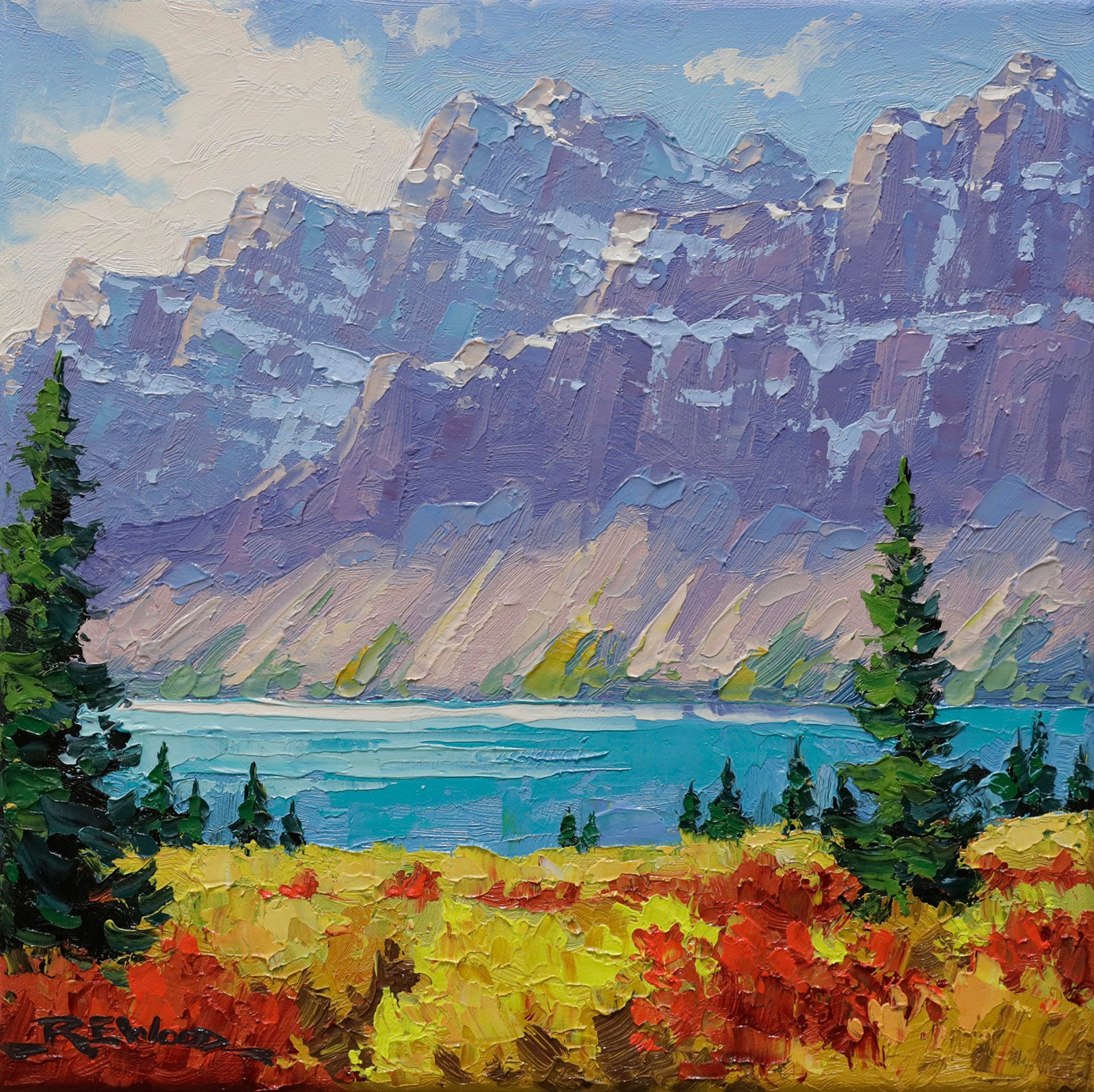 Landscape “Bow Lake Autumn” by Robert E. Wood – oil on canvas.