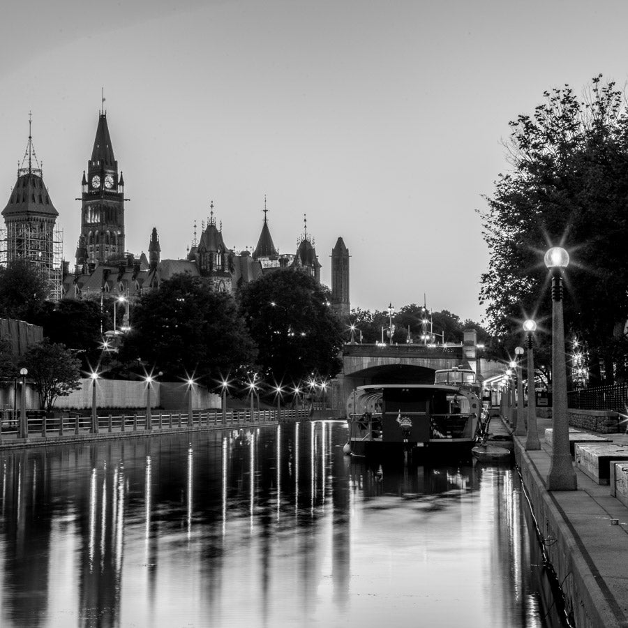 Cityscape “Canal Dusk B/W” by Ottawa – giclee on paper.