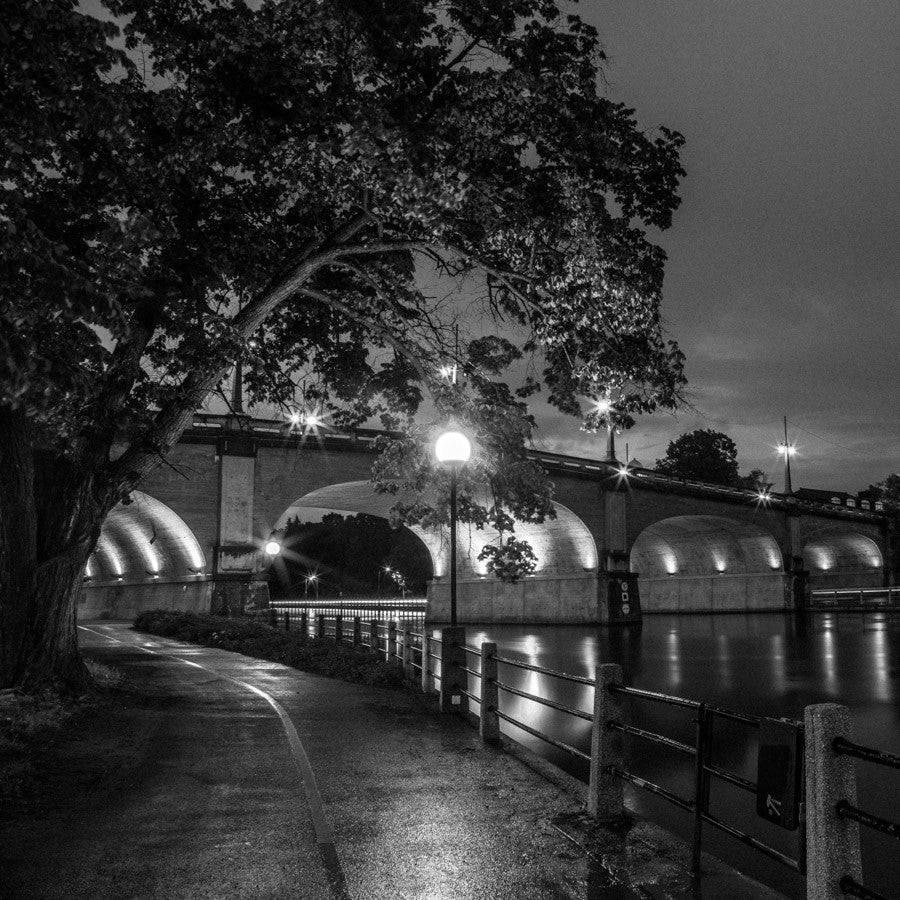 Cityscape “Path By Bank St. Bridge BW” by Ottawa – giclee on paper.