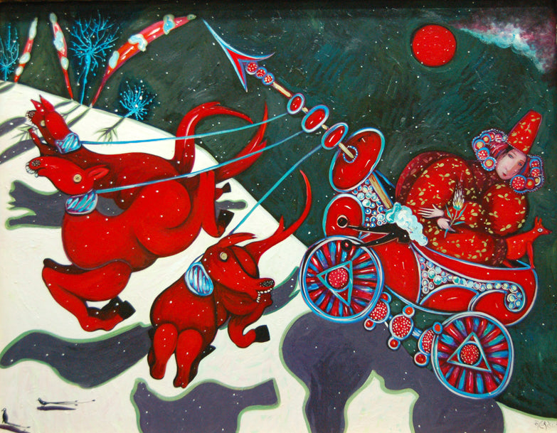 Figurative “Return Of The Winter Sorcerer” by Toller Cranston – oil on canvas.