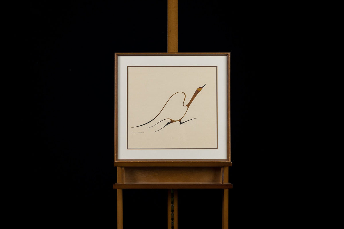 Benjamin Chee Chee, "Goose In Flight 1974," mixed media on paper
