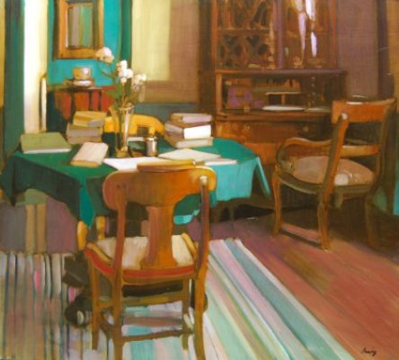 Interiors “In The Study” by Philip Craig – oil on canvas.