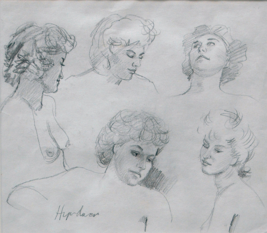 Figurative “Lovely Angles Of Model” by Robert Hyndman – pen & ink on paper.