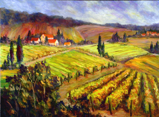 Landscape “Vineyard Bordeaux” by John Mlacak – oil on canvas.