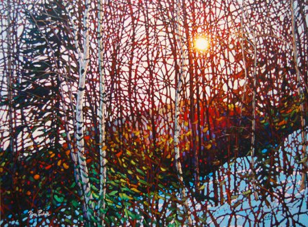 Landscape “Morning Birches, Mont Tremblant” by Tim Packer – giclee on canvas.