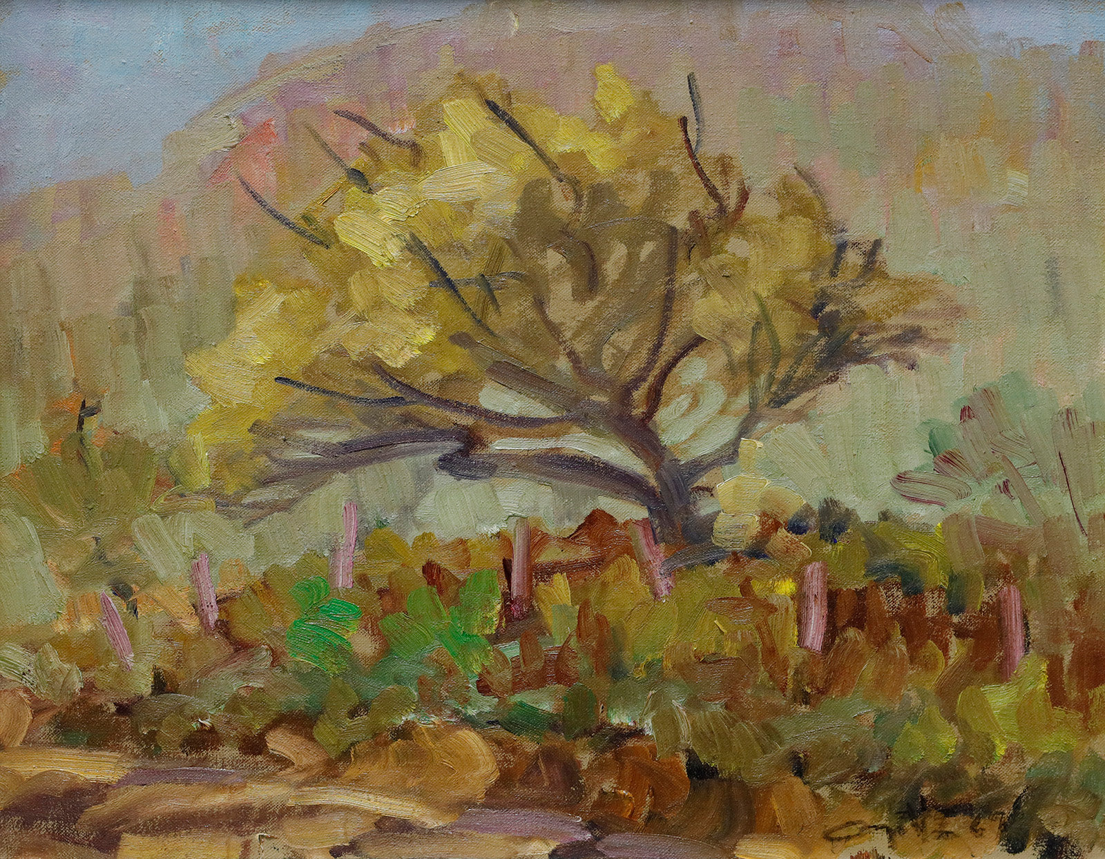 Landscape “Arbre En Automne” by Leo Ayotte – oil on canvas.