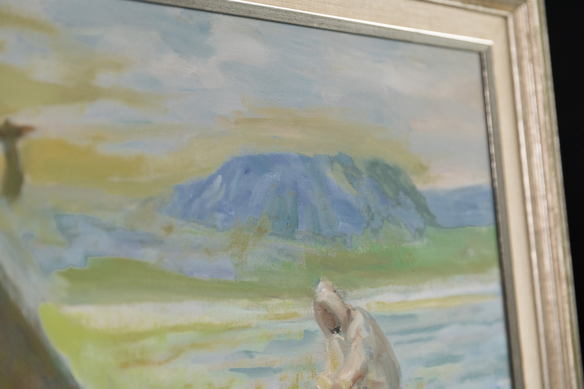 Adam Sherriff Scott, "Unloading The Sled, Baffin Island," detail view, oil on canvas
