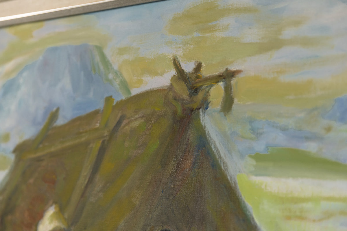 Adam Sherriff Scott, "Unloading The Sled, Baffin Island," detail view, oil on canvas