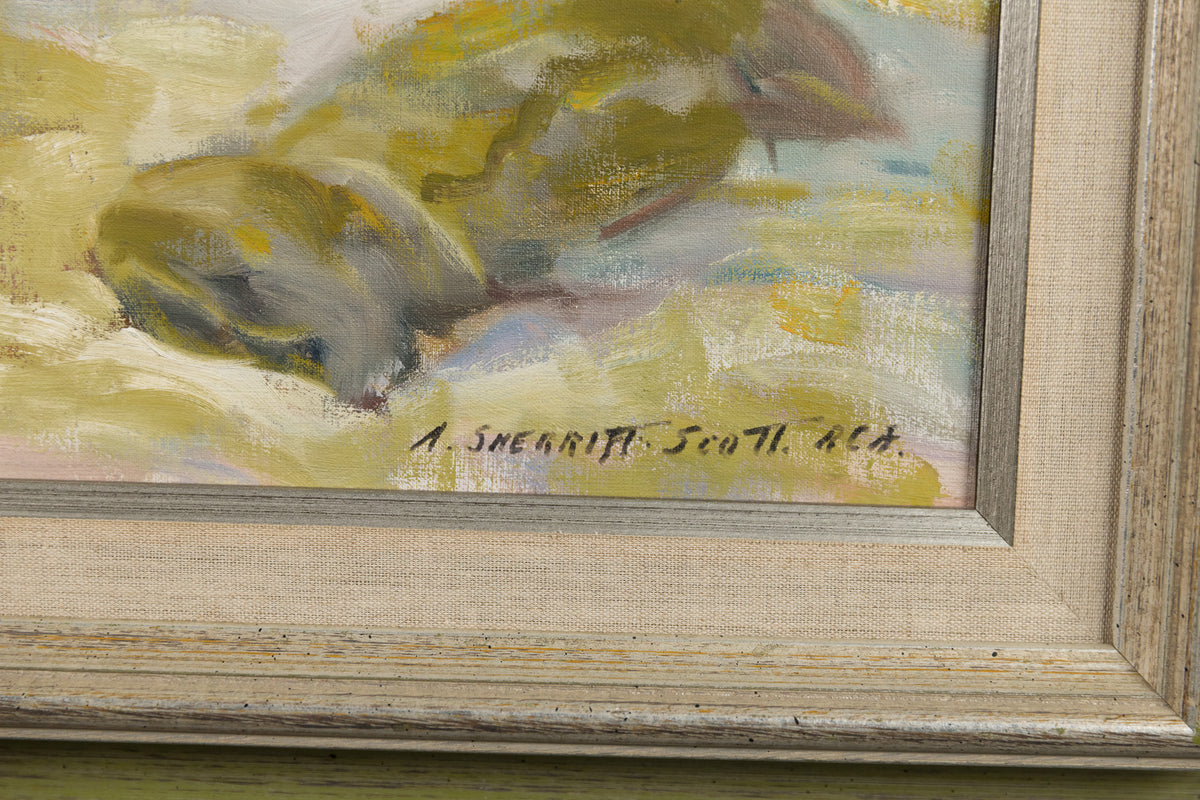 Adam Sherriff Scott, "Unloading The Sled, Baffin Island," detail view, oil on canvas