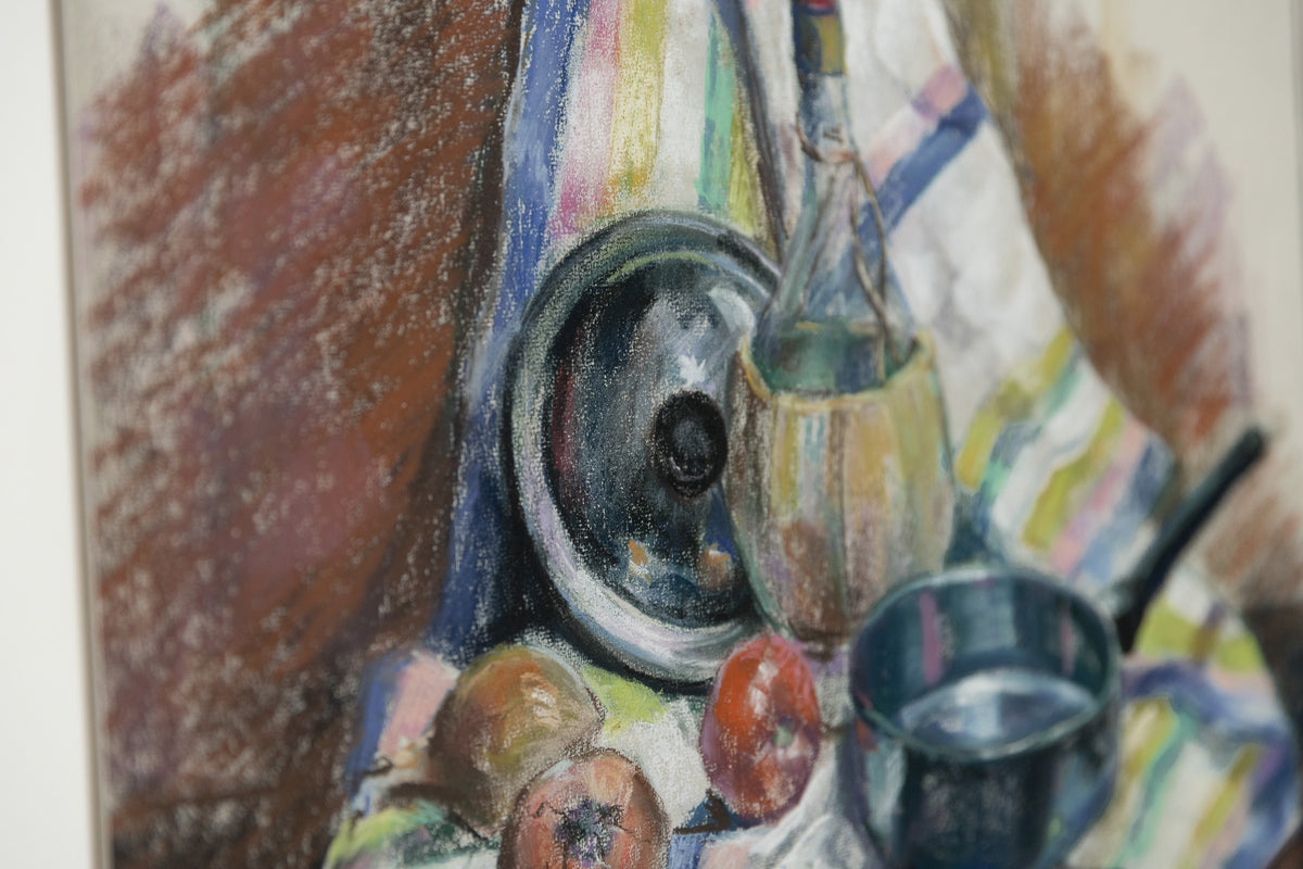 Armand Tatossian, "Still Life With Pot," detail view, pastel on paper