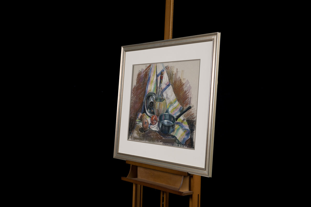 Armand Tatossian, "Still Life With Pot," detail view, pastel on paper