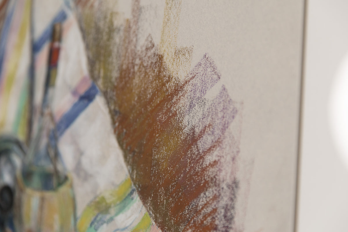 Armand Tatossian, "Still Life With Pot," detail view, pastel on paper