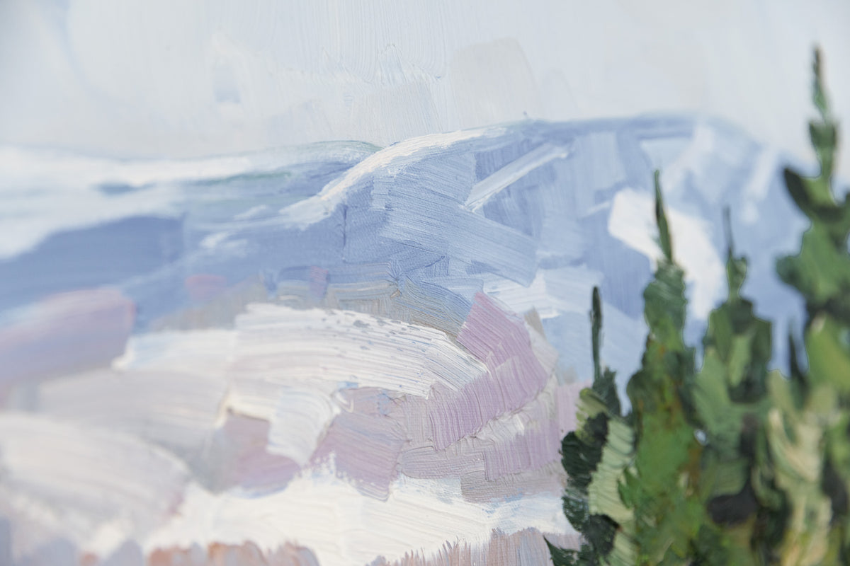 Armand Tatossian, "Winter Road To The Mountains," detail view, oil on canvas