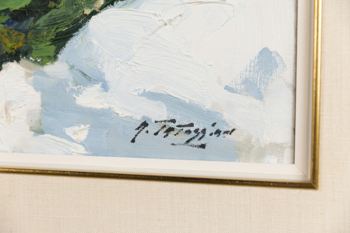 Armand Tatossian, "Winter Road To The Mountains," detail view, oil on canvas