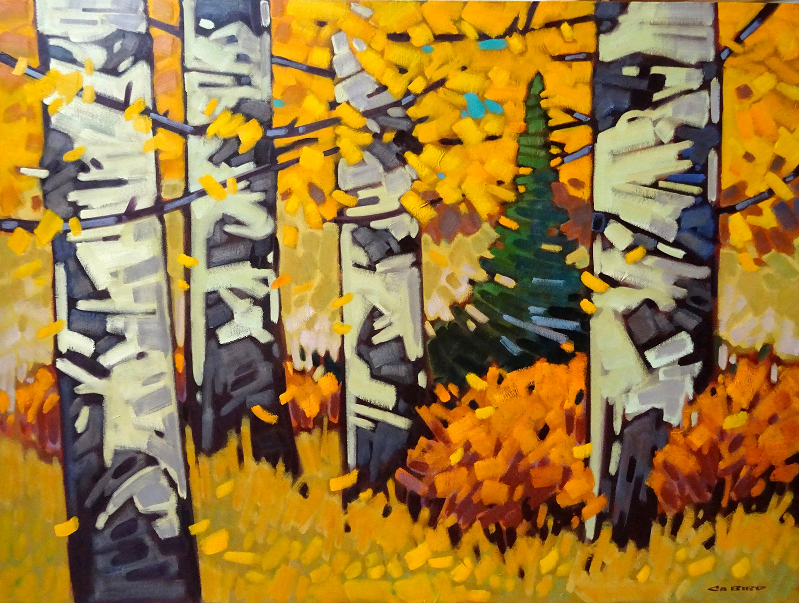 Landscape “Aspen Abstract” by Cameron Bird – oil on canvas.