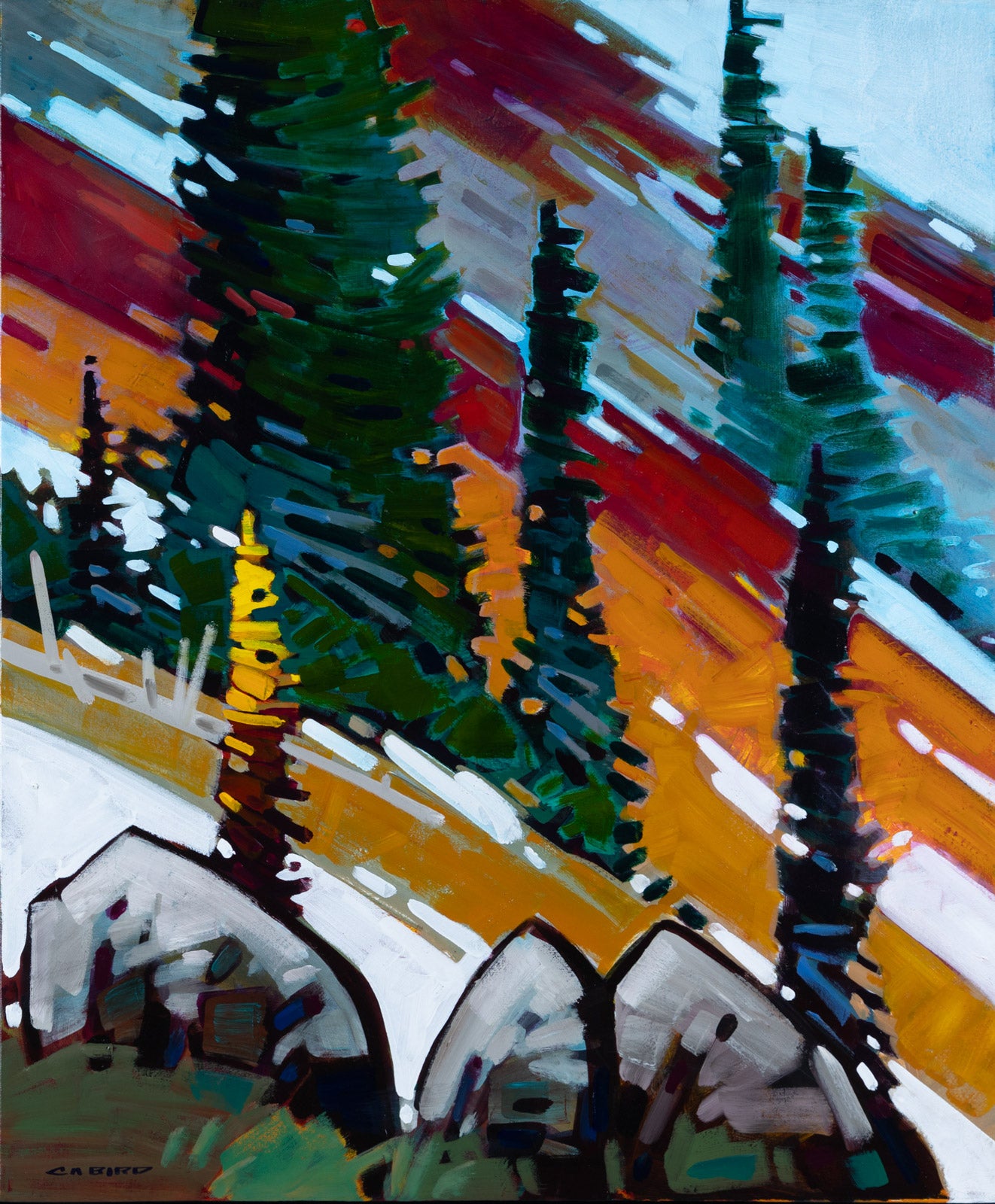 Landscape “High Country Fall” by Cameron Bird – oil on canvas.