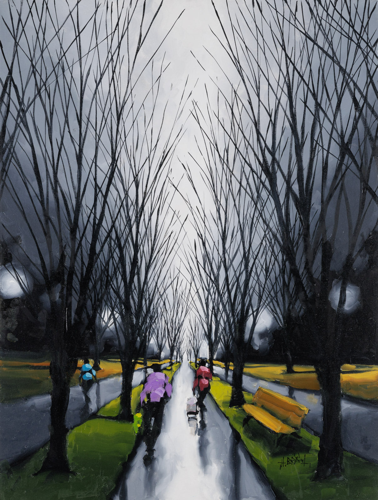 Cityscape “Park Series #2676” by Harold Braul – acrylic on canvas.