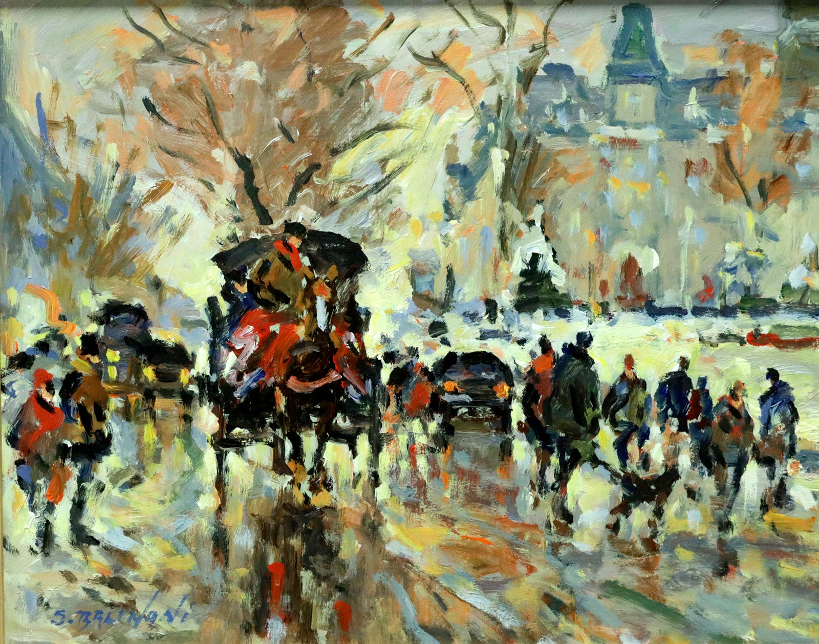 Cityscape “Quebec Boulevard” by Serge Brunoni – oil on panel.