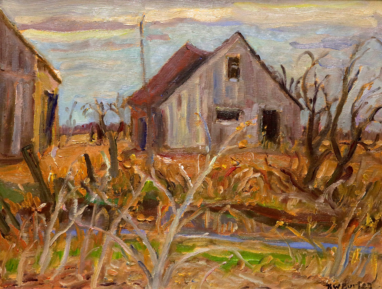 Landscape “Late Spring 1968 Near Manotick” by Ralph Burton – oil on panel.