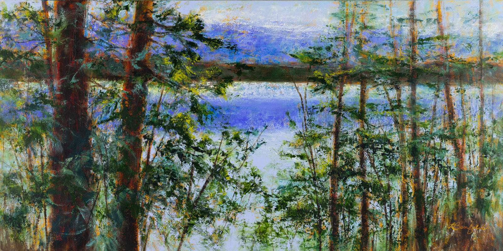 Landscape “Contemplating Life” by Linda Banfalvi – mixed media on panel.