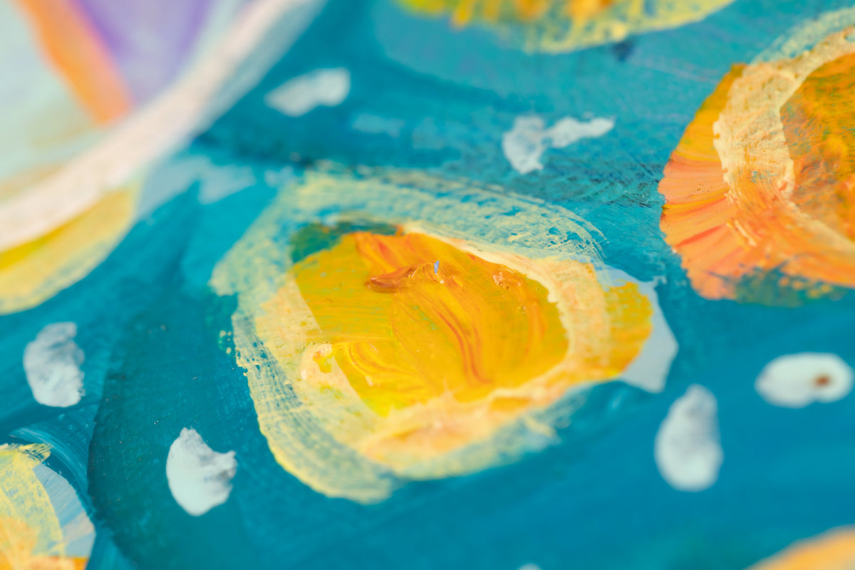 Cynthia Gatien, "A Brand New Day," detail view, acrylic on canvas