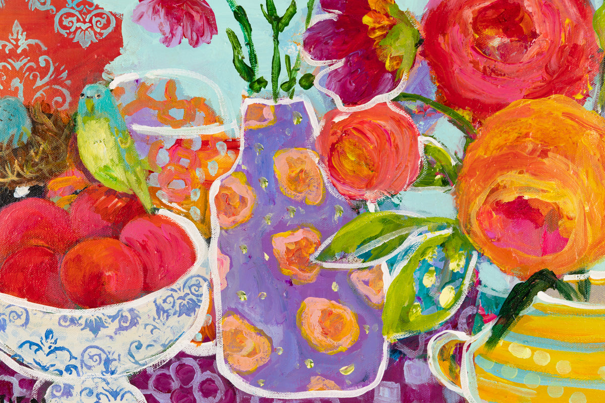 Cynthia Gatien, "A Brand New Day," detail view, acrylic on canvas