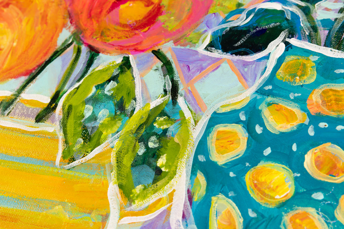 Cynthia Gatien, "A Brand New Day," detail view, acrylic on canvas