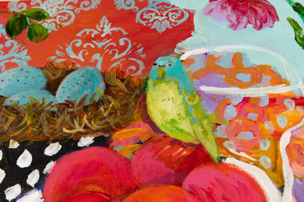 Cynthia Gatien, "A Brand New Day," detail view, acrylic on canvas