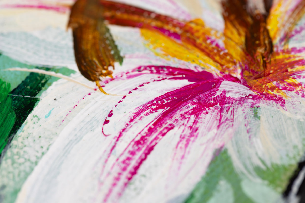 Cynthia Gatien, "My Happy Place," detail view, acrylic on canvas