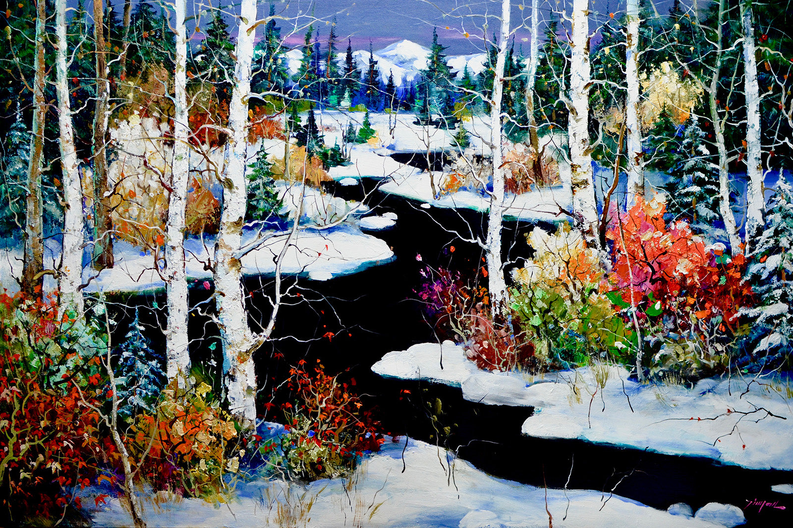 Landscape “Rhythm Of Winter” by Tin Yan Chan – oil on canvas.