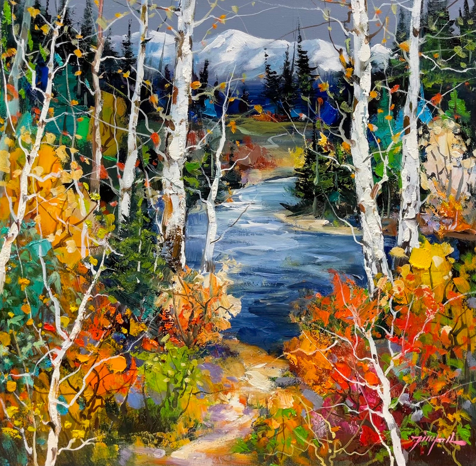 Landscape “Autumn Majesty” by Tin Yan Chan – oil on canvas.